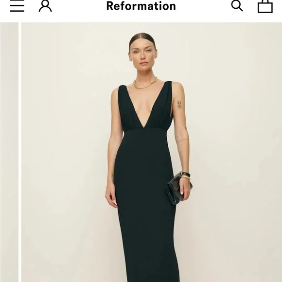 Reformation Velda Dress Black - Size 6 - Picture 1 of 1